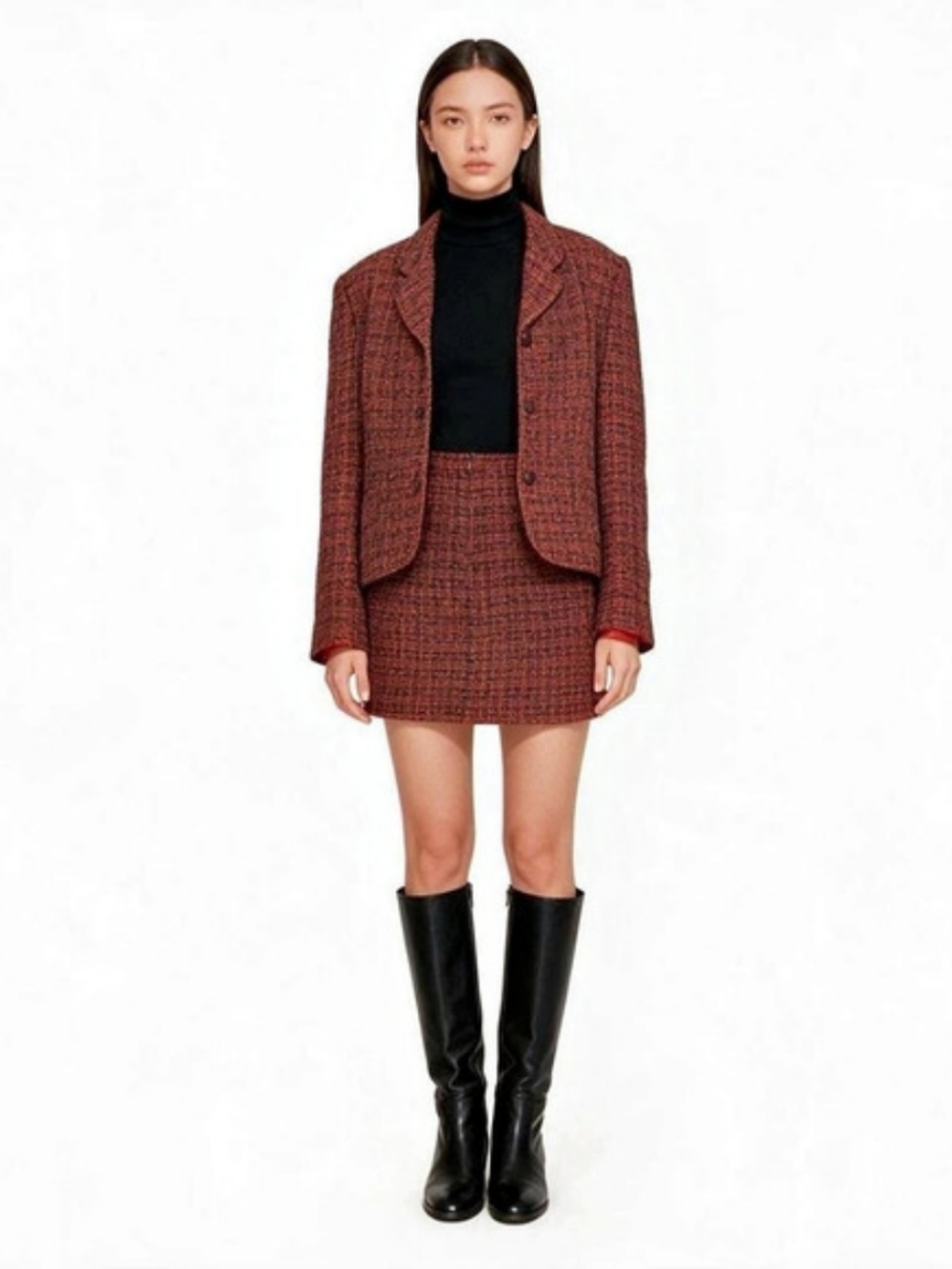 Vintage RARE Esprit Tweed Blazer Mini Skirt Set